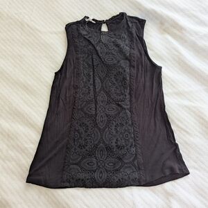 Maurice's Black Lace Front Sleeveless Blouse Size XS